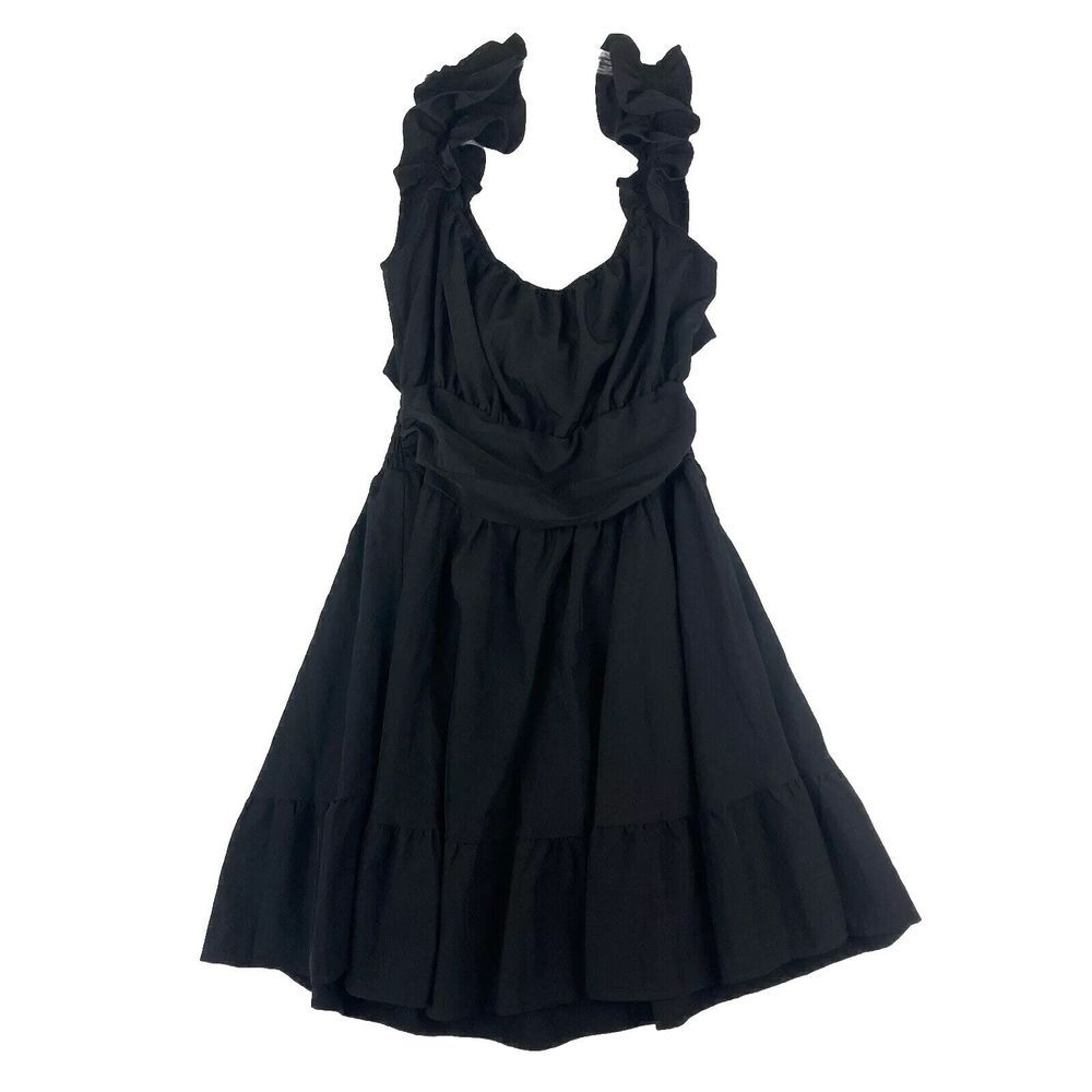 New Exlura Dress Size XL Black‎ Lined Sleeveless Partial Open Back With Tie